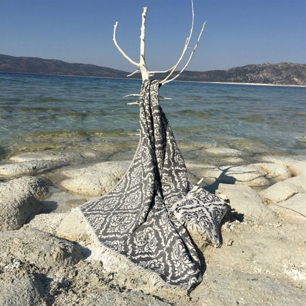 Prosop de plaja, L'essentiel Maison, Barok, Negru/Alb - imagine 5